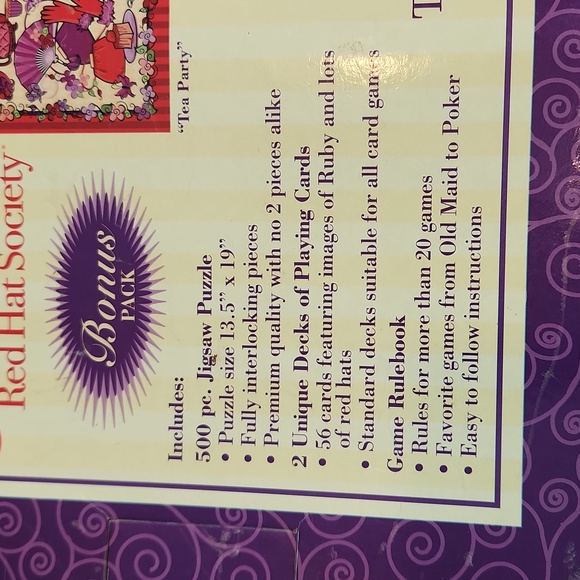 Red Hat Society Jigsaw Puzzle and Card deck & Game Book, NWT imperfect box - Picture 6 of 9